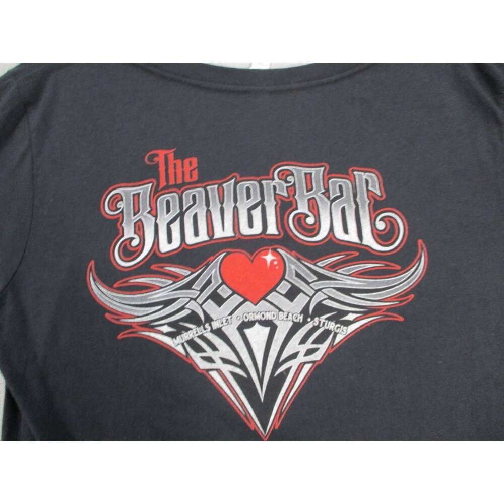The Beaver Bar Black V-Neck T-Shirt XXL Murrells Inlet Ormond Beach Sturgis
